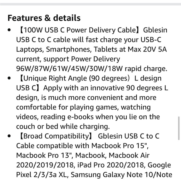 ❣️4/$25❣️ NIB USB C to USB C Fast Charging Cable - Picture 6 of 9